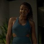 Jax’s teal cutout active jumpsuit on Reasonable Doubt