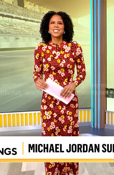 Adriana Diaz’s red floral maxi dress on CBS Mornings