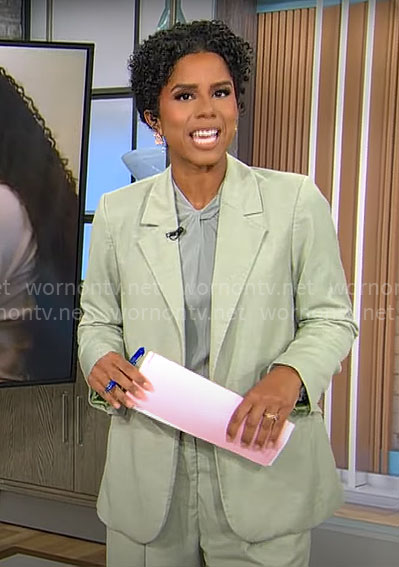 Adriana Diaz’s sage green suit on CBS Mornings