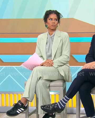 Adriana Diaz’s sage green suit on CBS Mornings