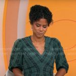 Adriana Diaz’s green plaid v-neck dress on CBS Mornings