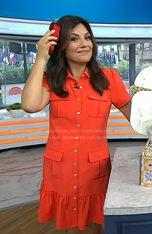 Adrianna’s red mini shirtdress on Today