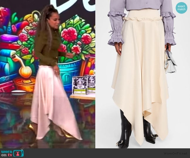 Aknvas Vera Satin Skirt worn by Sunny Hostin on The View
