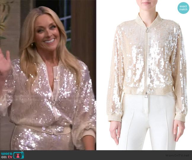 Akris Taide Sequined Blouson Jacket worn by Jane Krakowski on Live with Kelly and Mark