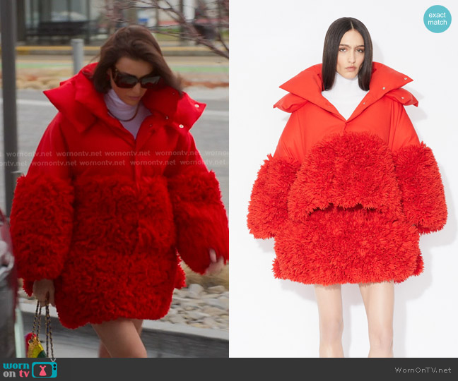 Alaia Frill Puffer Jacket worn by Bronwyn Newport on The Real Housewives of Salt Lake City