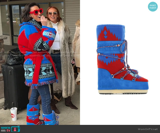 Alanui x Moon Boot Multicolor Boots worn by Bronwyn Newport on The Real Housewives of Salt Lake City