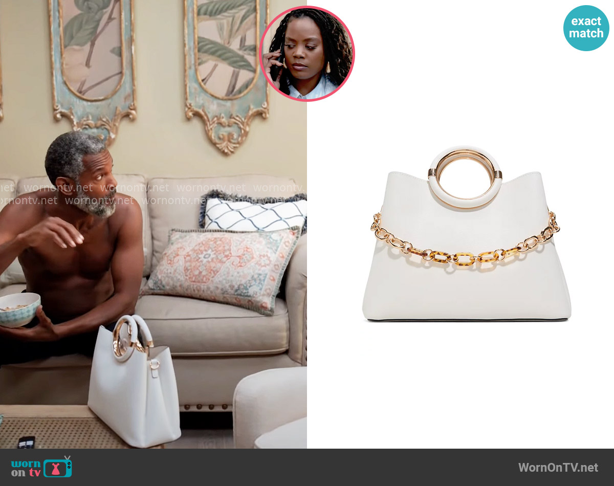 Aldo Dovie Medium Satchel Bag worn by Sabrina Hollins (Novi Brown) on Tyler Perrys Sistas
