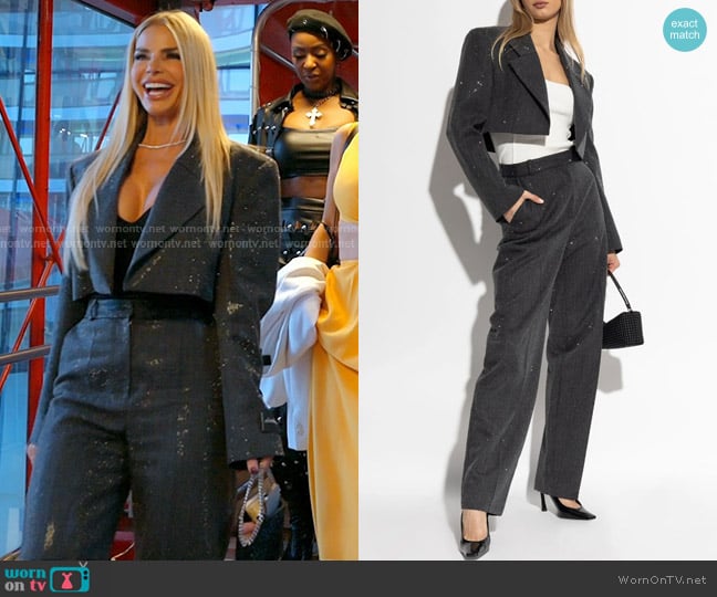 Alexander Wang Cropped Wool Blazer in Charcoal worn by Alexia Echevarria (Alexia Echevarria) on The Real Housewives of Miami