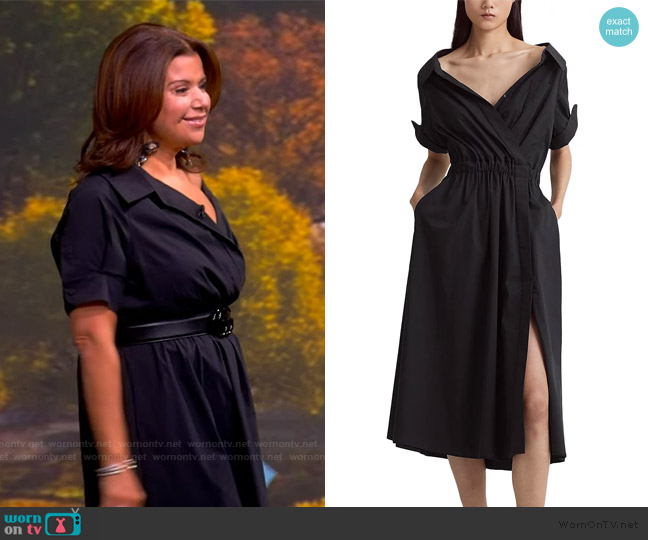 Altuzarra Lydia Short-Sleeve Midi Wrap Shirtdress worn by Ana Navarro on The View