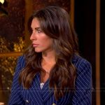 Alyssa’s navy pinstripe blazer and pants on The View