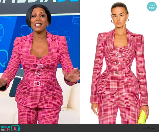 Area Crystal Buckle Hourglass Blazer worn by Tamron Hall on Tamron Hall Show
