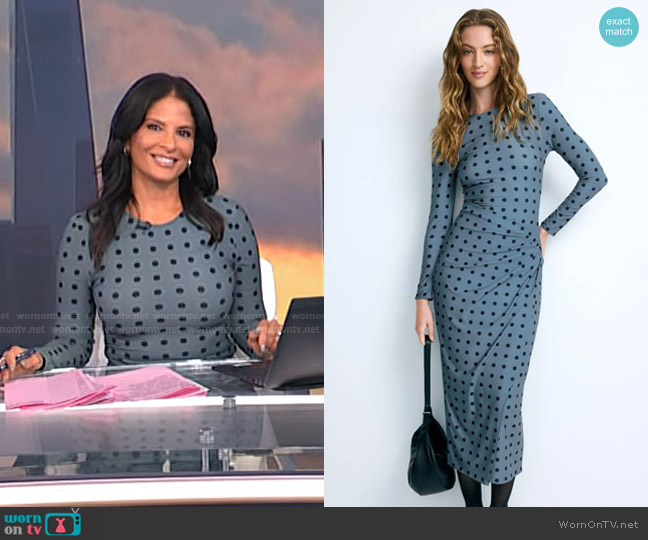 Arias New York Polka Dot Draped Pencil Dress worn by Darlene Rodriguez on Today