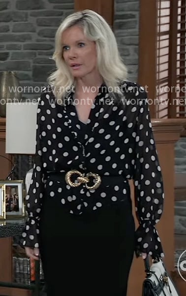 Ava’s polka dot blouse on General Hospital