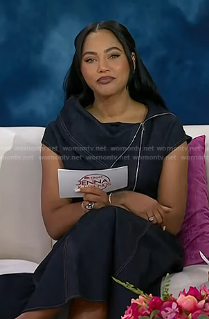 Ayesha Curry’s denim zip top and skirt on Today