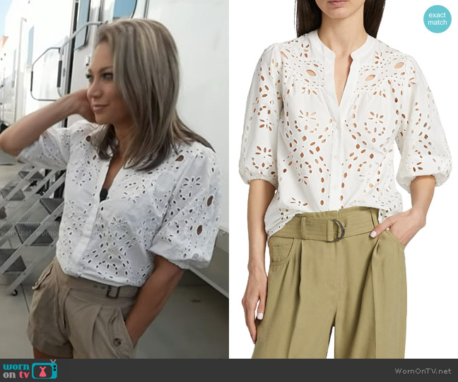 Ba&Sh Beatrice Shirt in Ecru worn by Ginger Zee on Good Morning America