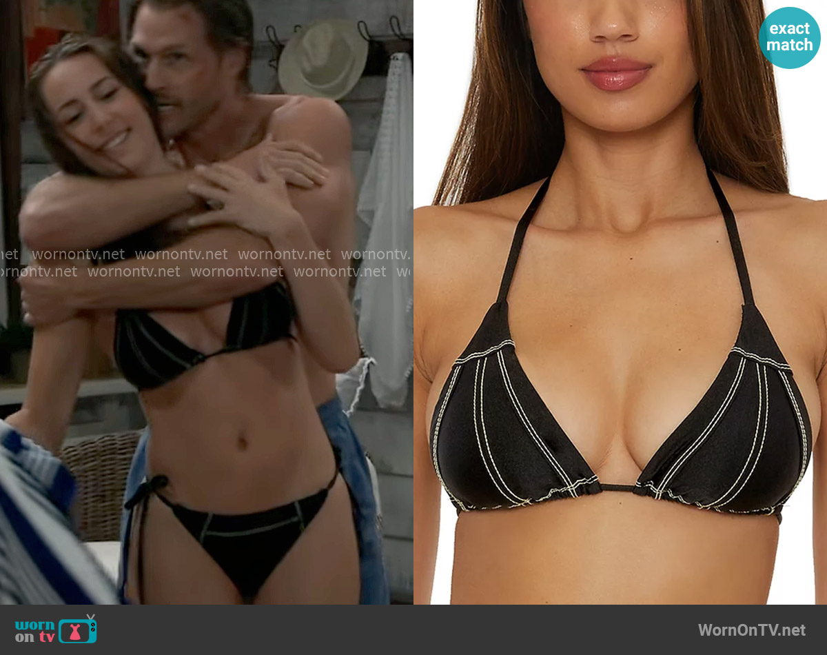 Becca Color Sheen Contrast-Stitch Triangle Bikini Top worn by Josslyn Jacks (Eden McCoy) on General Hospital