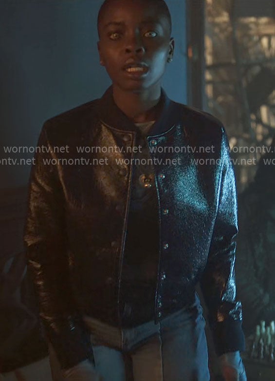 Bianca’s leather bomber jacket on Wednesday