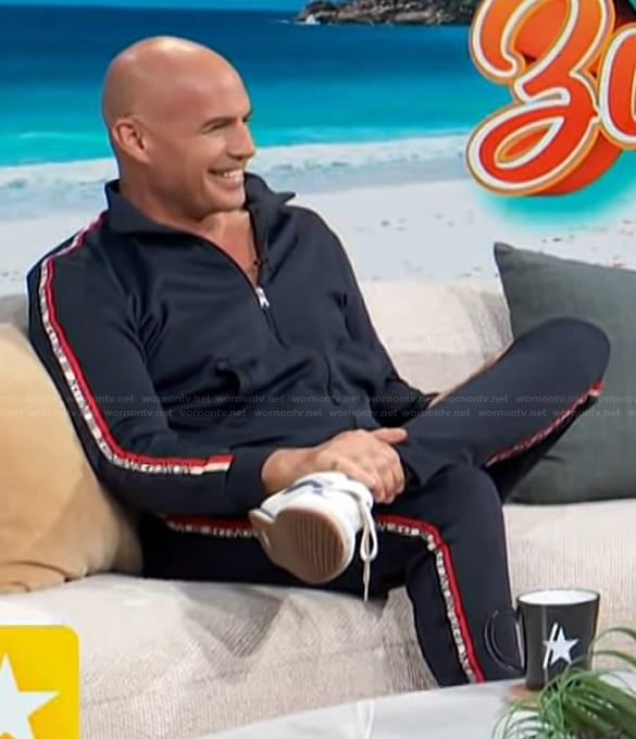 Billy Zane’s navy track jacket and pants on Access Hollywood