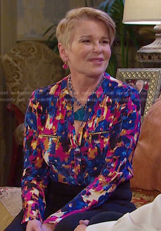 Bonnie’s abstract print blouse on Days of our Lives