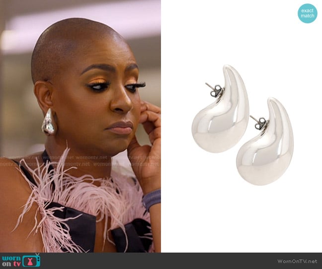 Bottega Veneta Large Drop Earrings in Silver worn by Guerdy Abraira (Guerdy Abraira) on The Real Housewives of Miami