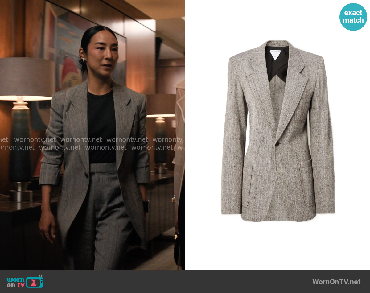 Bottega Veneta Single Breasted Blazer worn by Stella Bak (Greta Lee) on The Morning Show