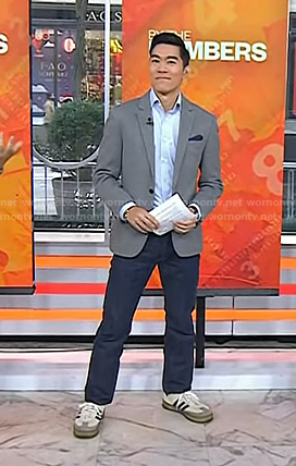 Brian Cheung’s white striped sneakers on Today