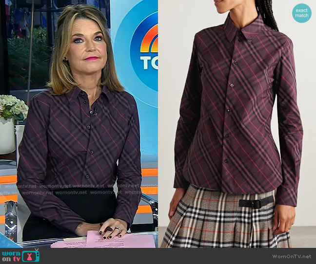 Burberry Slim Fit Check Cotton Shirt worn by Savannah Guthrie on Today