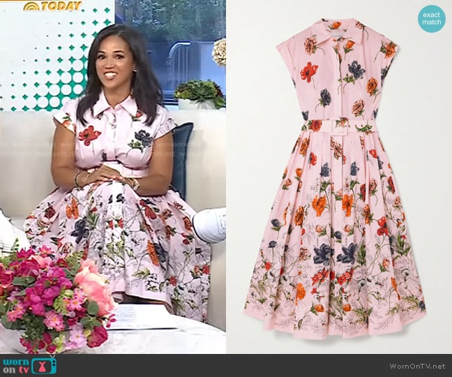 Cara Cara Octavia Floral Cap-Sleeve Dress in Pink worn by Laura Jarrett on Today