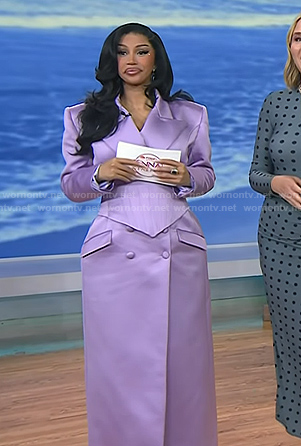 Cardi B’s lilac satin blazer dress and corset on Today