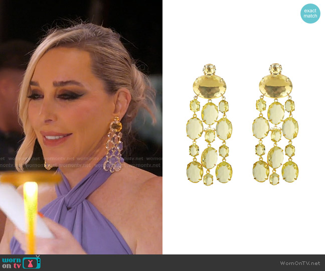 Chairish Marysol Statement Earrings in Lemon Quartz worn by Marysol Patton (Marysol Patton) on The Real Housewives of Miami