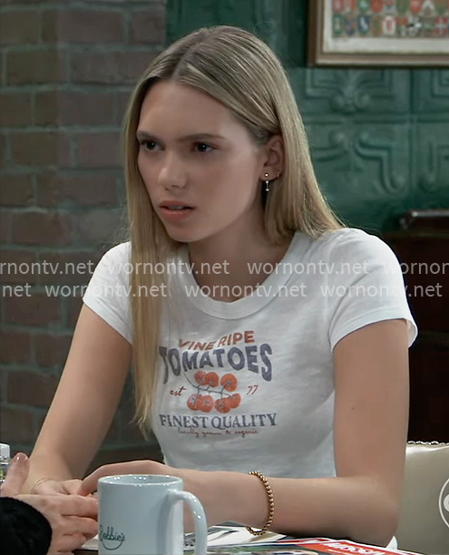 Charlotte’s tomatoes t-shirt on General Hospital