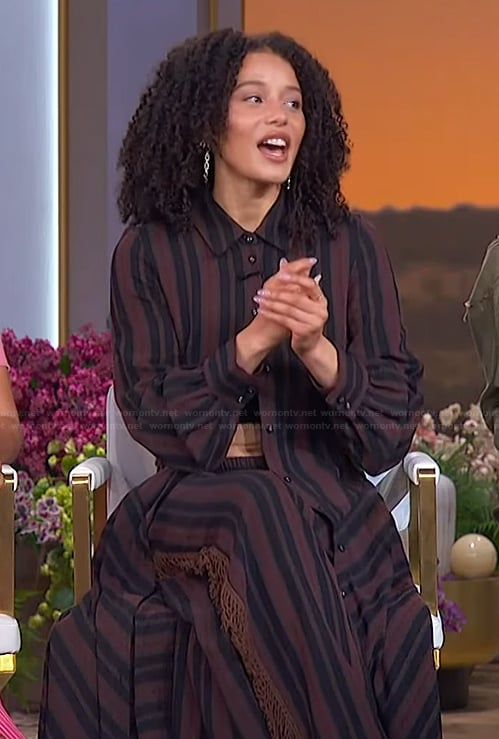 Chase Infiniti’s striped top and pants on The Jennifer Hudson Show