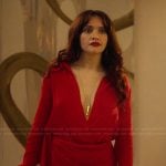 Cherry’s red drape mini dress on The Girlfriend