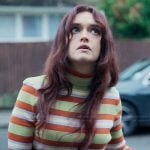 Cherry’s stripe turtleneck top on The Girlfriend