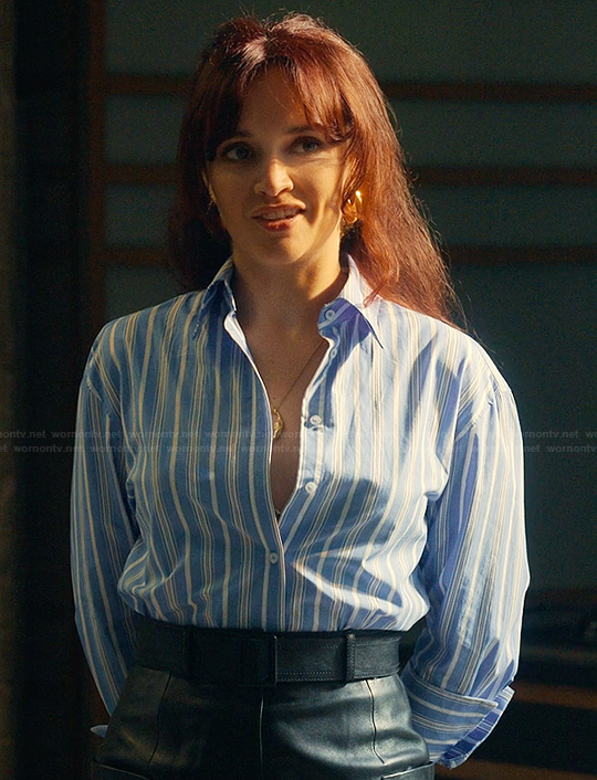 Cherry’s blue stripe shirt on The Girlfriend