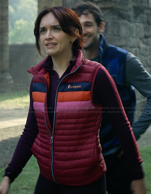 Cherry’s pink padded vest on The Girlfriend
