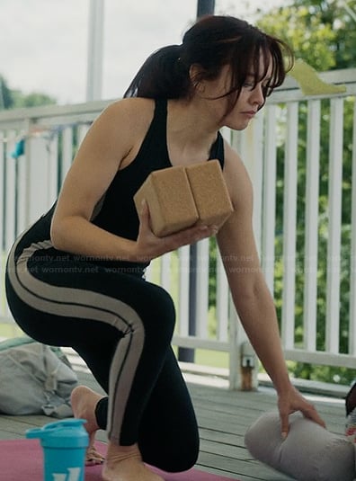 Cherry’s side stripe workout jumpsuit on The Girlfriend