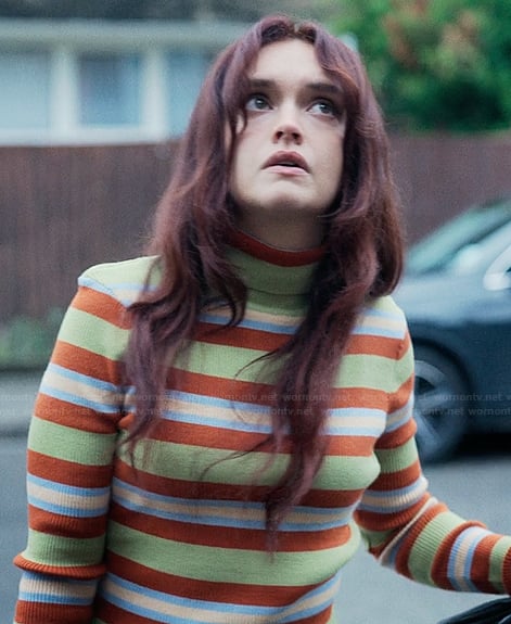 Cherry’s stripe turtleneck top on The Girlfriend