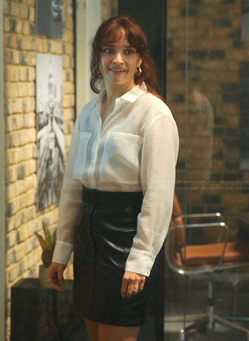 Cherry’s white sheer blouse on The Girlfriend