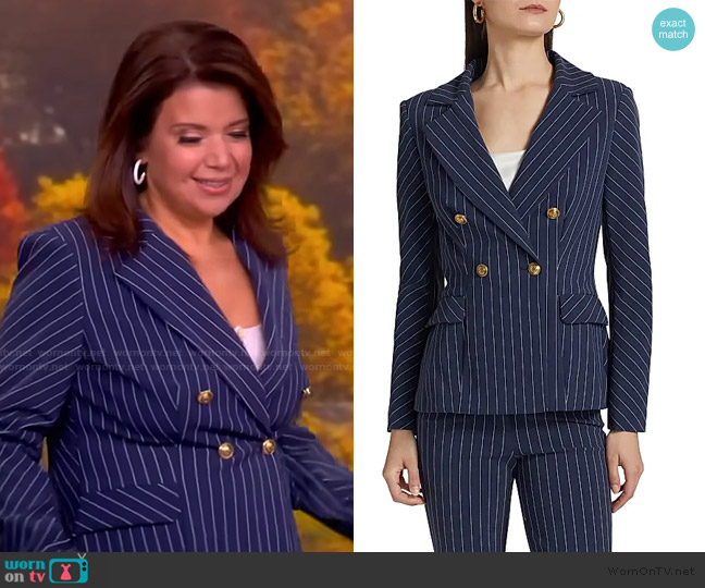Chiara Boni La Petite Robe Goldas Pinstriped Double-Breasted Jacket worn by Ana Navarro on The View