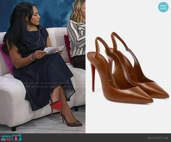 Christian Louboutin Nudes Hot Chick Leather Pumps worn by Ayesha Curry on Today