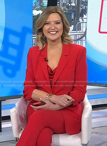 Christine’s red cami and suit on Today