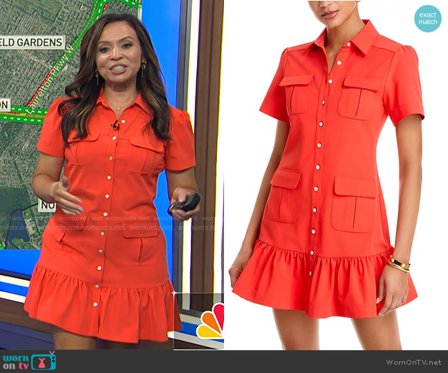 Cinq a Sept Jamie Shirt Dress in Cherry Tomato worn by Adelle Caballero on Today