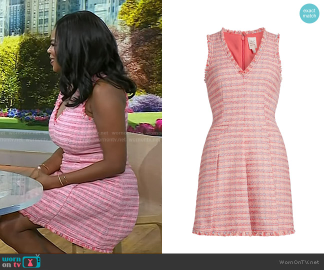 Cinq a Sept Matilda Tweed Dress in Sugar Coral Multi worn by Dr. Michelle Henry on Today