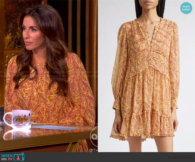 Cinq a Sept Rivie Charming Paisley Long Sleeve Minidress worn by Alyssa Farah Griffin on The View