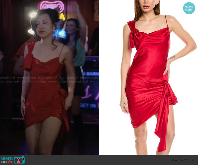Cinq a Sept Venus Silk Mini Dress worn by Nicole Lee (Ramona Young) on The Paper