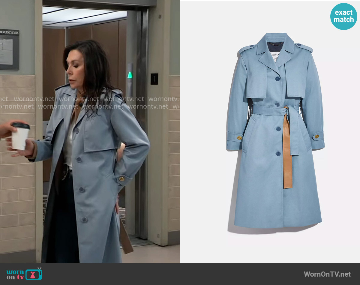 Coach Minimal Trench Coat worn by Anna Devane (Finola Hughes) on General Hospital