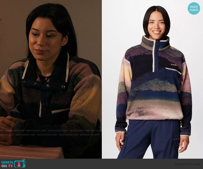 Columbia Helvetia II Printed Cropped Half Snap Fleece Pullover worn by Kiley (Mya Lowe) on My Life with the Walter Boys