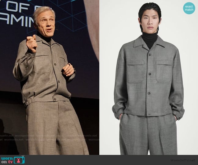 Cos Wool Flannel Overshirt worn by Bash Steed (Christoph Waltz) on Only Murders in the Building