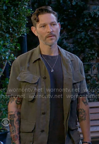 Daniel’s green shirt with pockets on The Young and the Restless